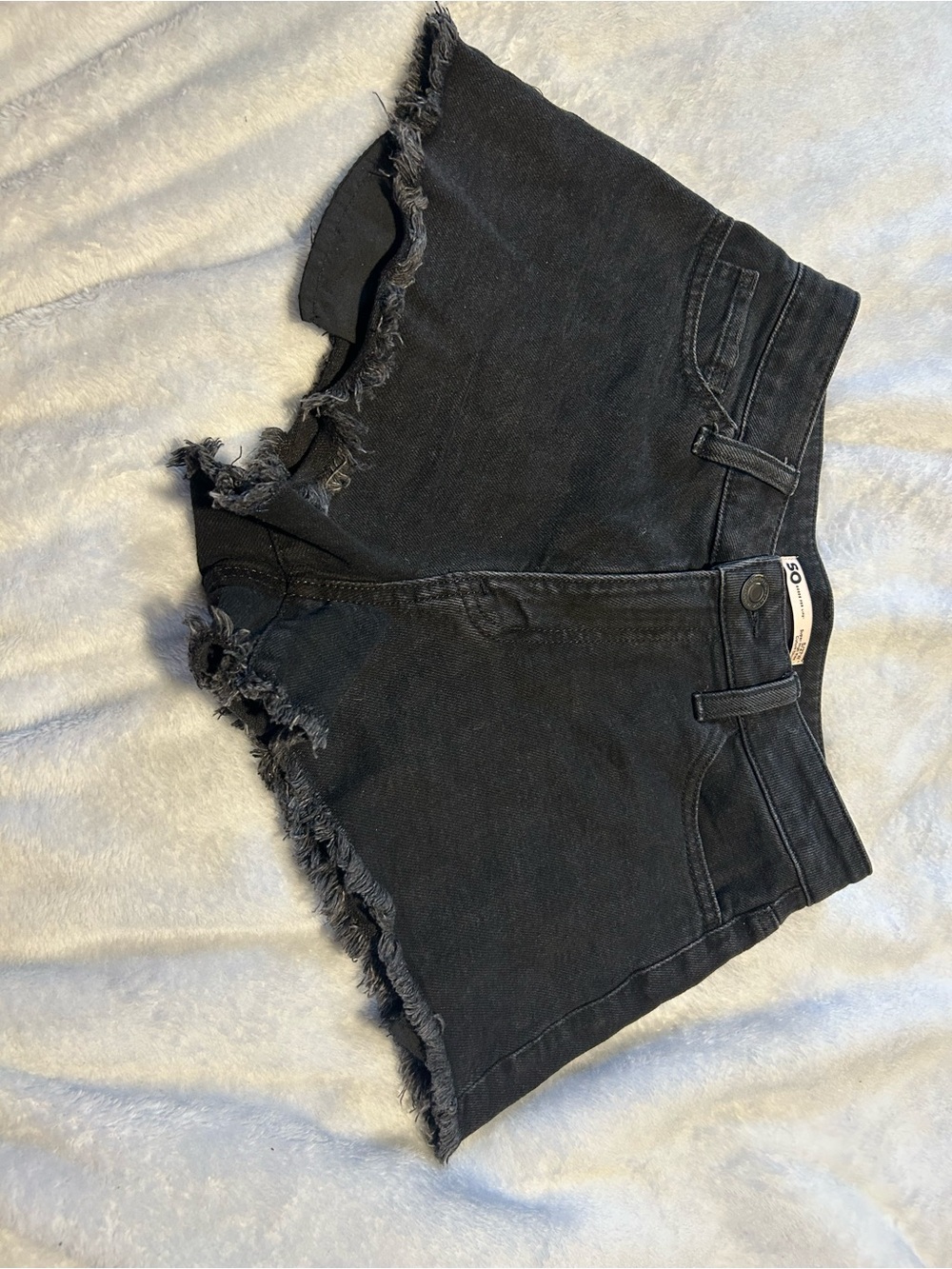 SO Black Frayed Hem Denim Shorts
